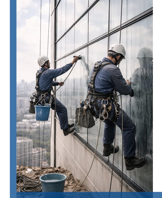 Профессиональная мойка фасадных окон альпинистами в Шадринске