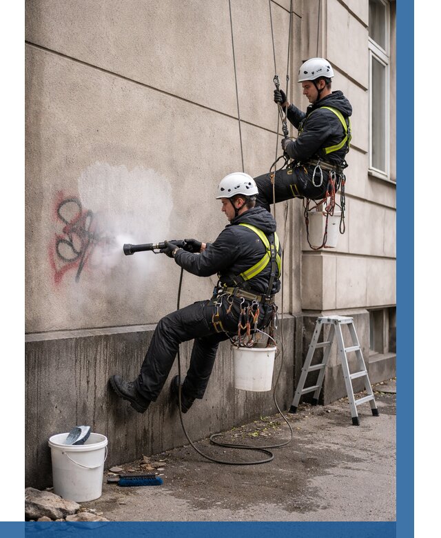 Удаление граффити с фасада в Шадринске от 4653 р. | ВЫСОТНИК-Шдр