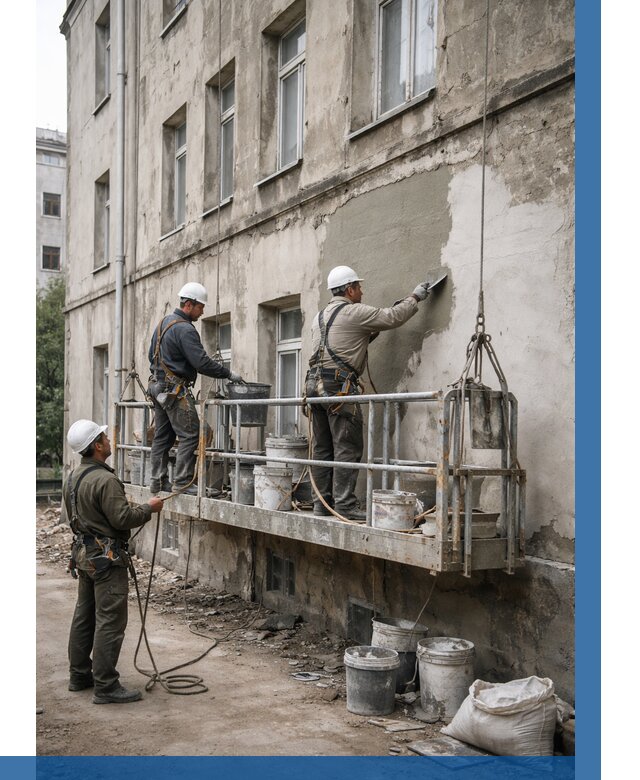 Капитальный ремонт фасада в Шадринске от 4343 р. | ВЫСОТНИК-Шдр