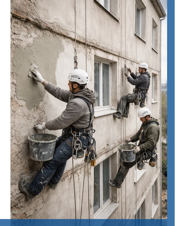 Ремонт штукатурного фасада в Шадринске от 776 р. под ключ | ВЫСОТНИК-Шдр