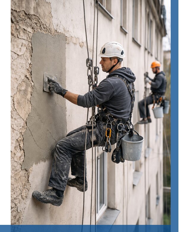 Восстановление штукатурки фасада в Шадринске от 1241 р. | ВЫСОТНИК-Шдр