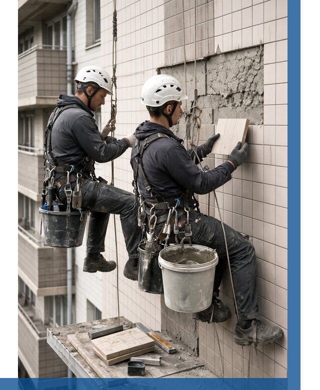 Ремонт облицовки фасада плиткой в Шадринске от 1861 р. | ВЫСОТНИК-Шдр