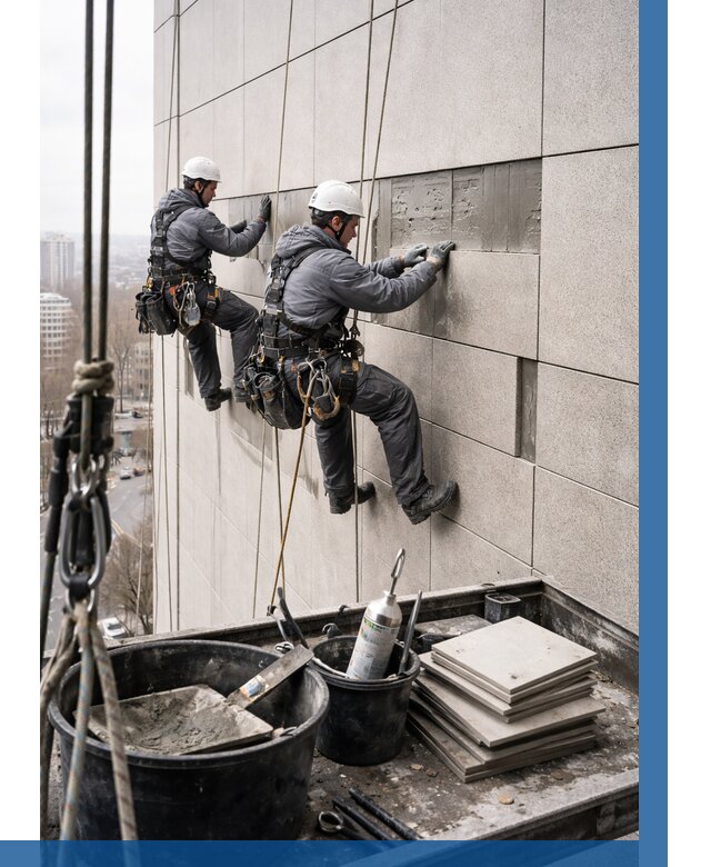 Ремонт фасада из керамогранита в Шадринске от 2585 р. | ВЫСОТНИК-Шдр