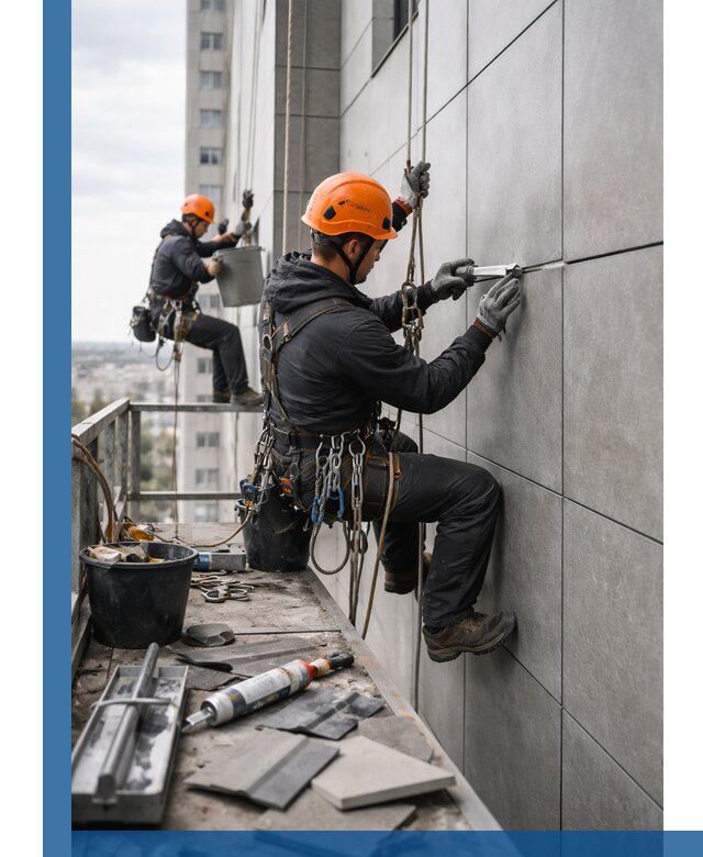 Профессиональный ремонт фасада из керамогранита в Шадринске