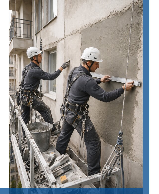 Штукатурка фасада на высоте в Шадринске от 931 р. | ВЫСОТНИК-Шдр