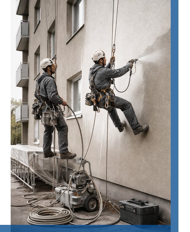 Безвоздушная покраска фасада в Шадринске от 228 р/м² | ВЫСОТНИК-Шдр