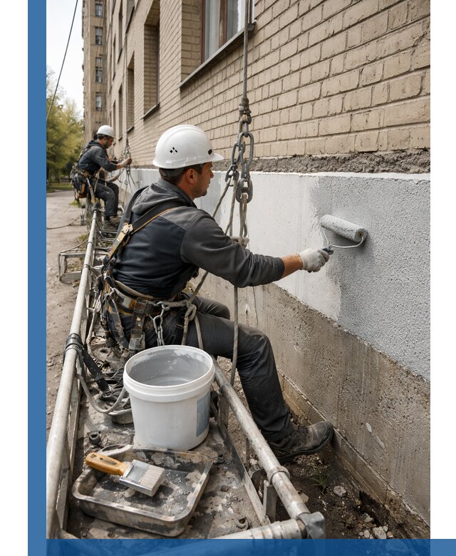 Окраска цоколя здания в Шадринске профессионально и надежно