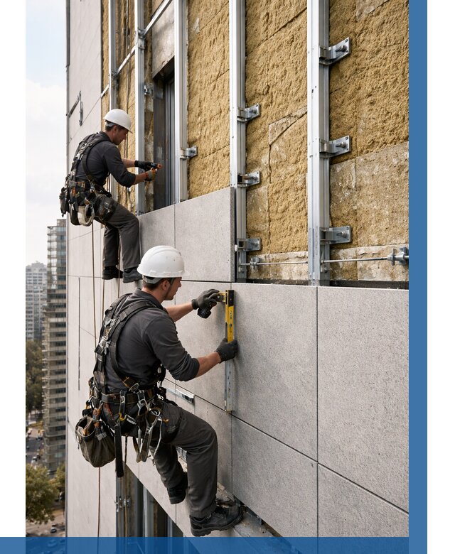 Монтаж вентилируемого фасада в Шадринске от 3619 р. | ВЫСОТНИК-Шдр