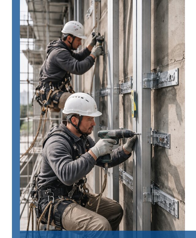 Монтаж и крепление подсистемы вентфасада в Шадринске