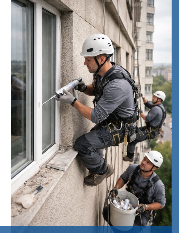 Герметизация оконных швов снаружи в Шадринске от 1551 р. | ВЫСОТНИК-Шдр