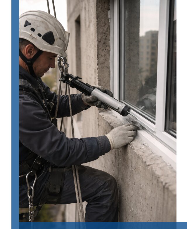 Герметизация оконных швов снаружи в Шадринске профессионально