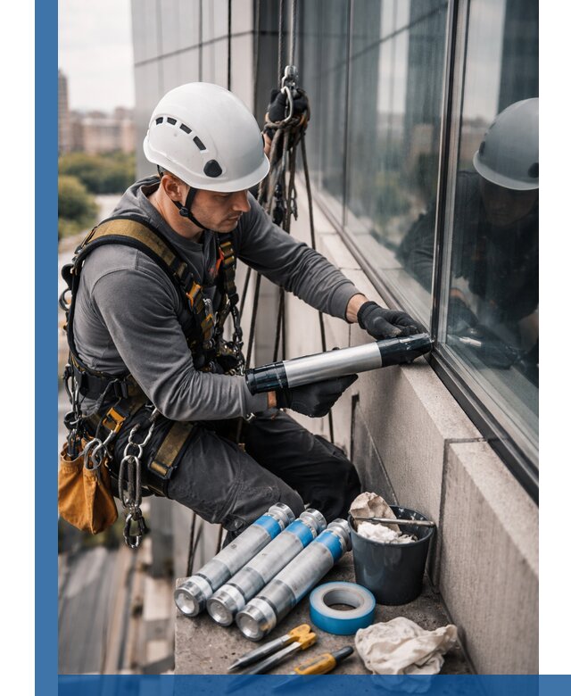 Герметизация стыков витража в Шадринске для герметичных фасадов