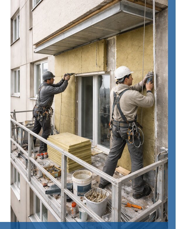 Утепление балкона снаружи в Шадринске от 1655 р. под ключ ВЫСОТНИК-Шдр