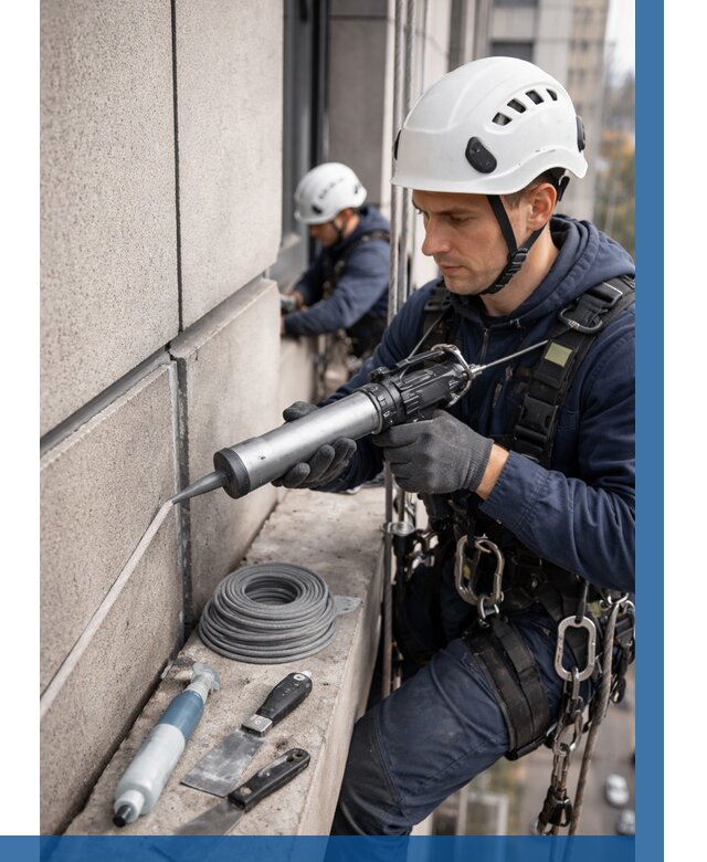 Герметизация деформационных швов фасада в Шадринске от 724 | ВЫСОТНИК-Шдр