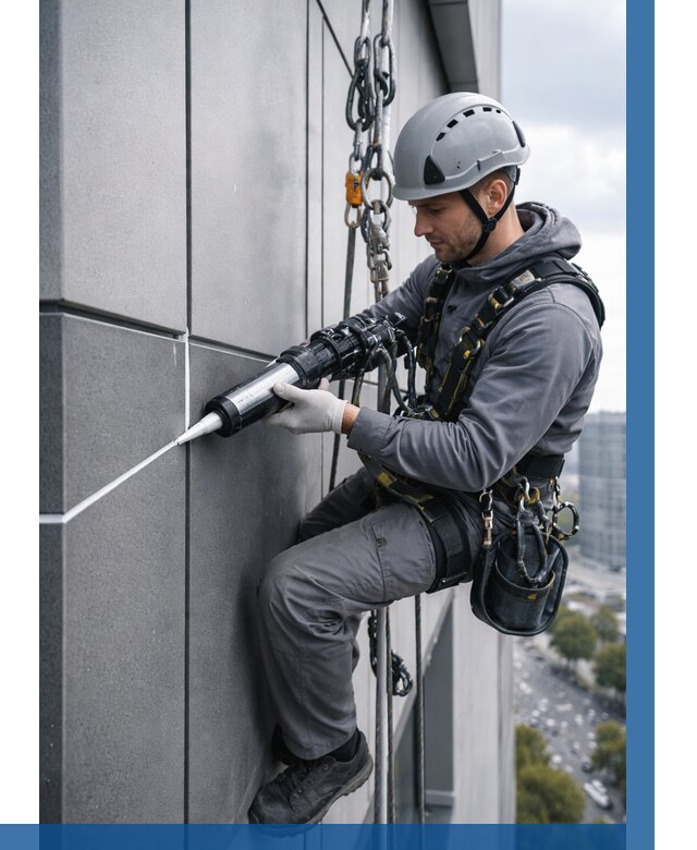 Герметизация стыков фасадных панелей в Шадринске от 6722 р.| ВЫСОТНИК-Шдр