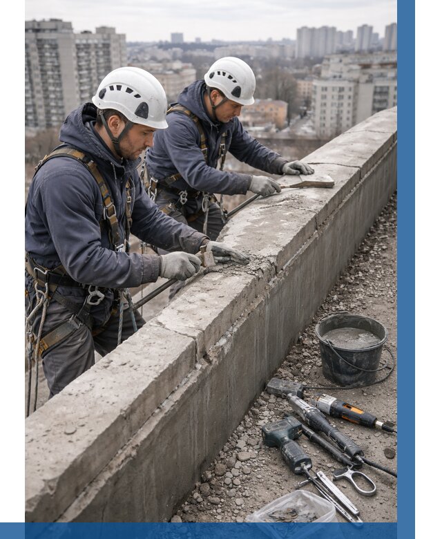 Ремонт парапета на кровле в Шадринске от 1551 р. | ВЫСОТНИК-Шдр