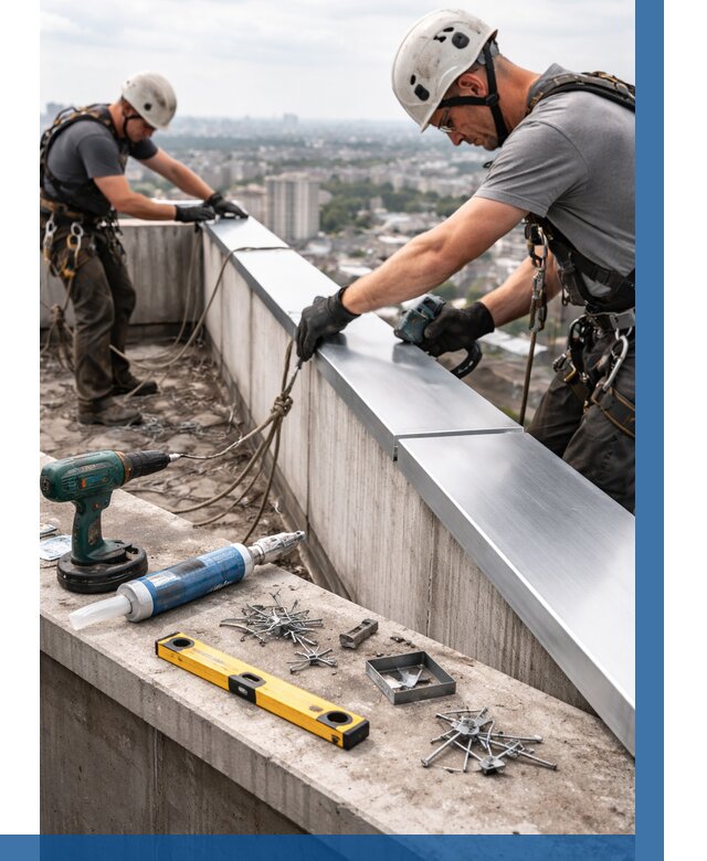 Монтаж парапетных крышек в Шадринске от 827 р. | ВЫСОТНИК-Шдр