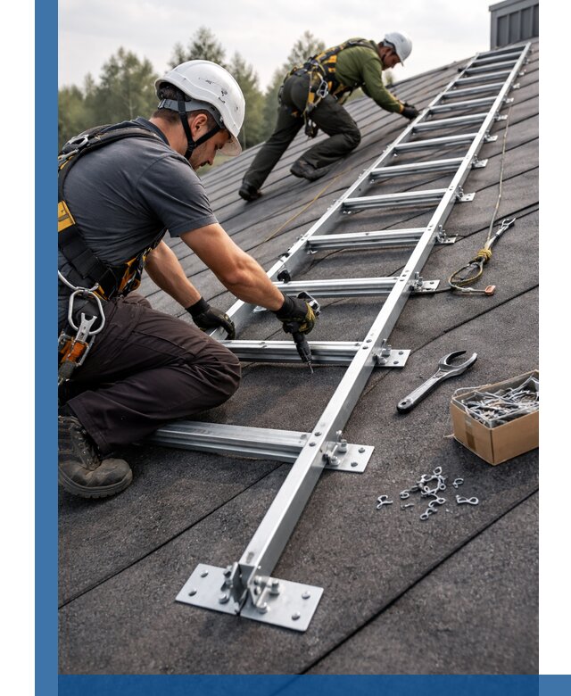 Профессиональный монтаж кровельной лестницы в Шадринске под ключ