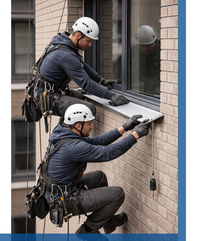 Монтаж оконных отливов под ключ в Шадринске от 3619 р. | ВЫСОТНИК-Шдр