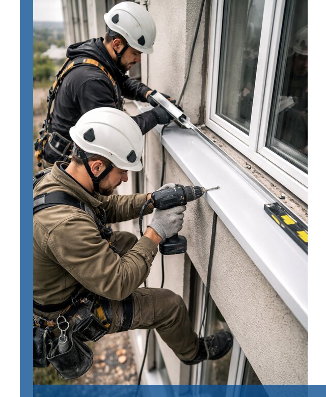 Профессиональный монтаж оконных отливов и отведения воды в Шадринске