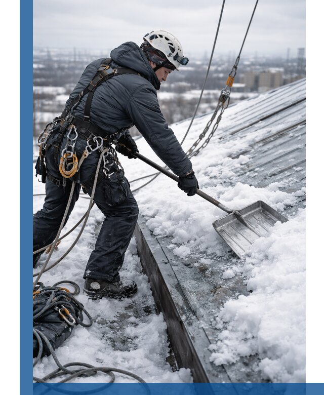 Профессиональная очистка кровли от снега и наледи в Шадринске