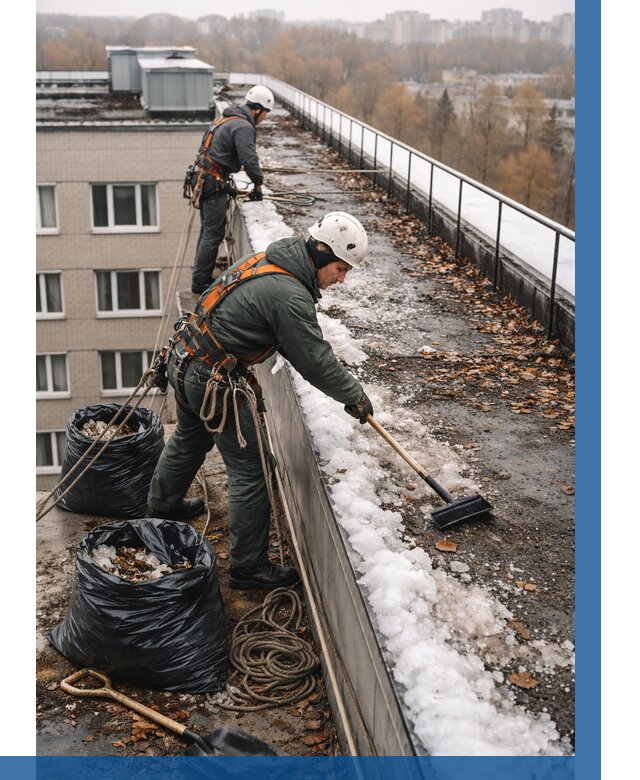 Очистка кровли по периметру в Шадринске от 569 р. | ВЫСОТНИК-Шдр