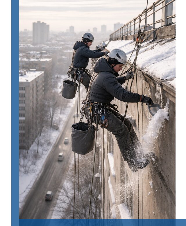 Очистка карнизов от снега в Шадринске профессионально и безопасно