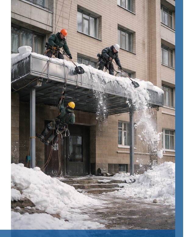 Очистка козырьков от снега в Шадринске от 3619 р. | ВЫСОТНИК-Шдр