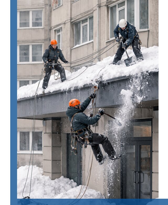 Безопасная очистка навесов от снега в Шадринске круглогодично