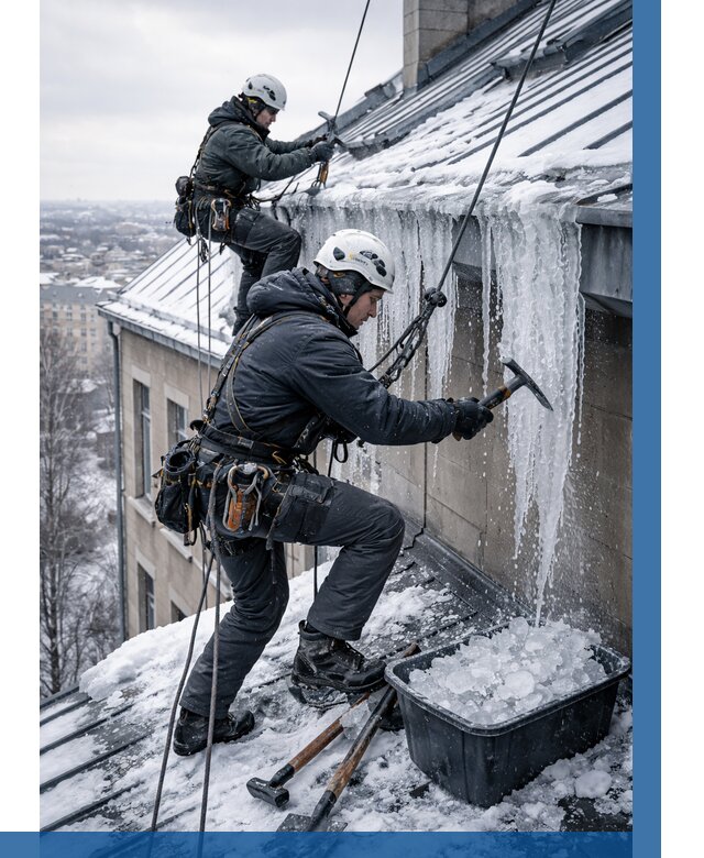 Удаление наледи с кровли в Шадринске от 5688 р. | ВЫСОТНИК-Шдр