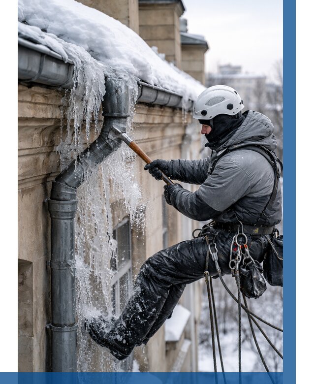 Очистка водостоков от льда в Шадринске от 3619 р. | ВЫСОТНИК-Шдр