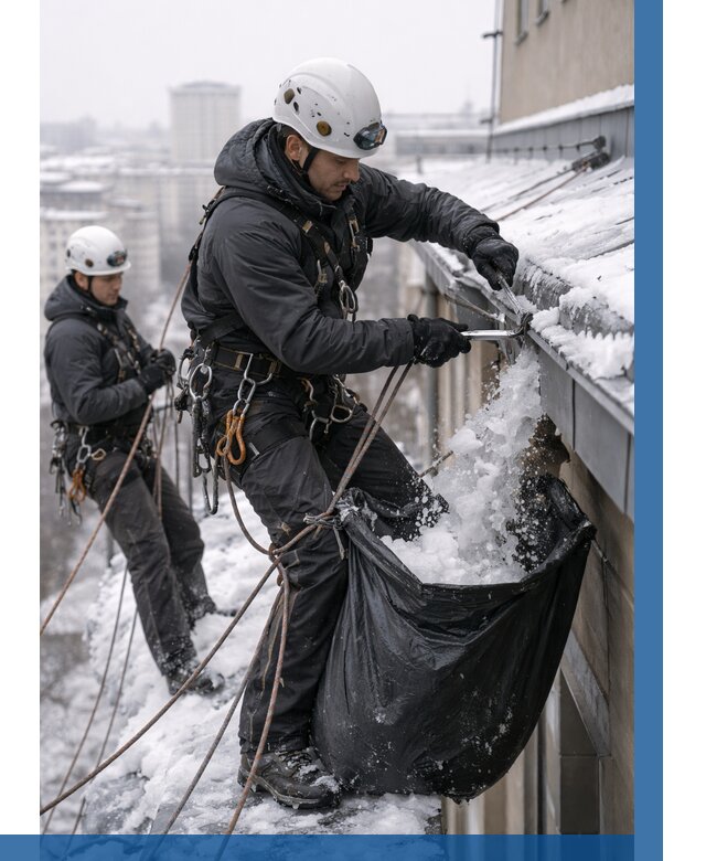 Аварийная очистка крыши в Шадринске под ключ от 310 р. | ВЫСОТНИК-Шдр