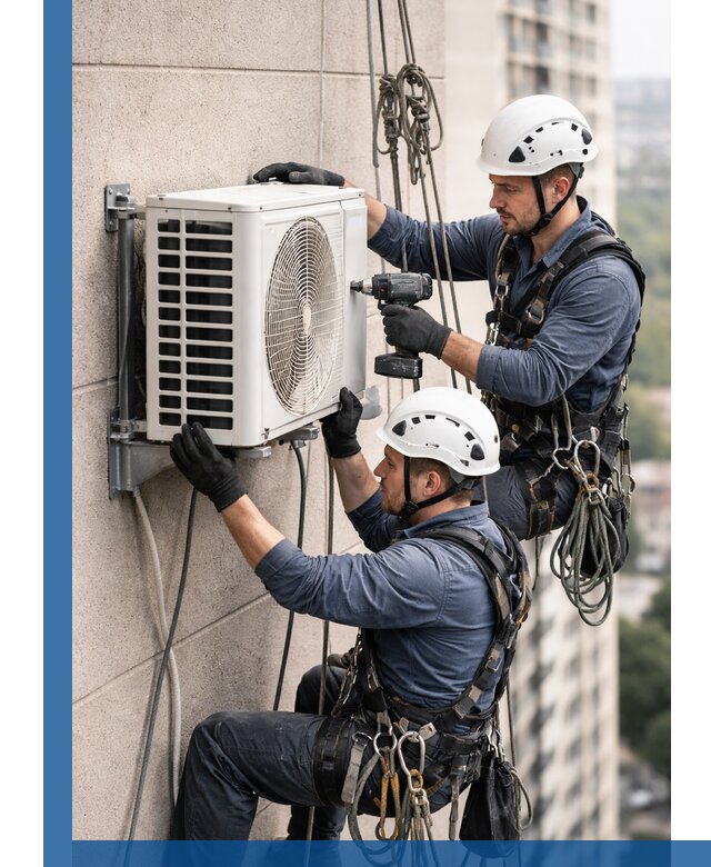 Монтаж внешнего блока кондиционера в Шадринске установка и крепление