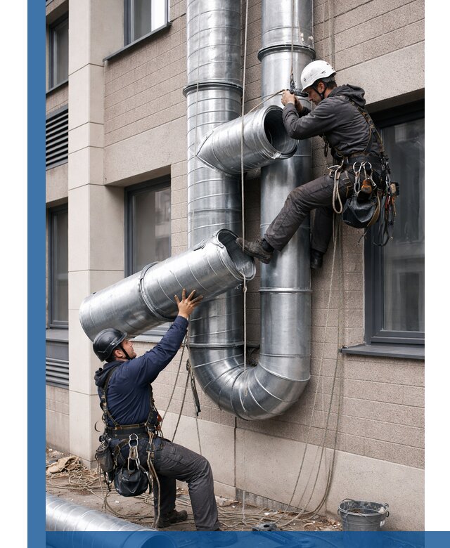 Монтаж фасадных воздуховодов в Шадринске с герметизацией и крепежом