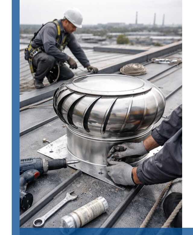 Установка дефлекторов на кровле в Шадринске профессионально