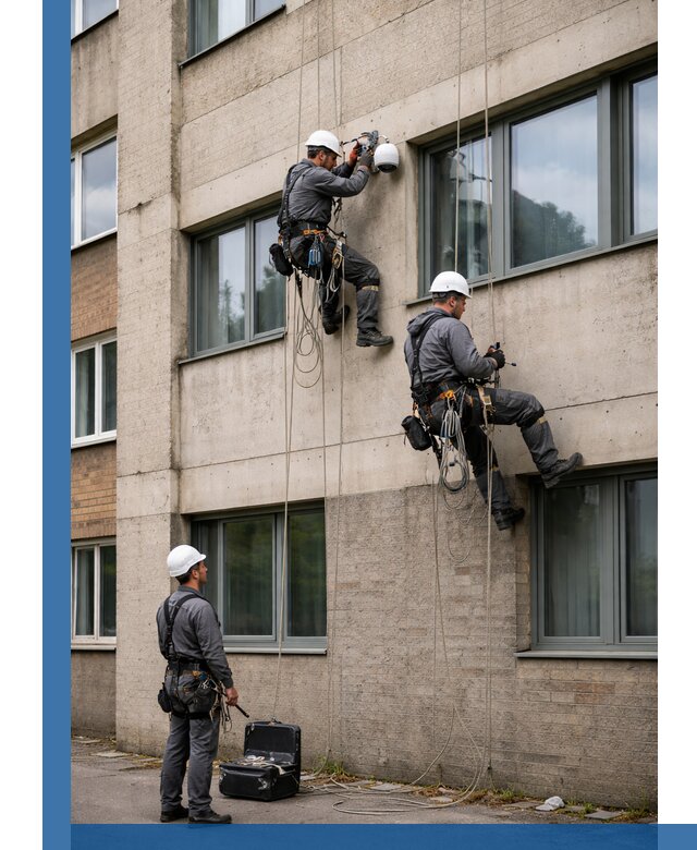 Монтаж фасадных камер видеонаблюдения в Шадринске под ключ