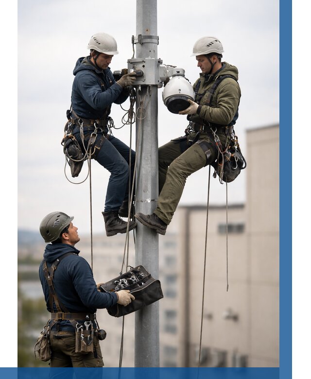 Установка видеокамер на мачте в Шадринске от 8790 р. | ВЫСОТНИК-Шдр