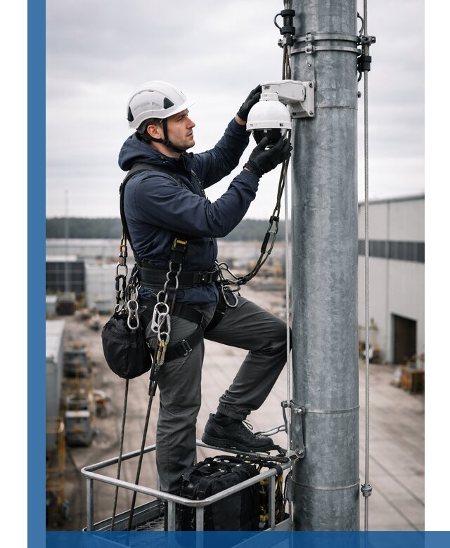 Профессиональная установка видеокамер на мачте в Шадринске