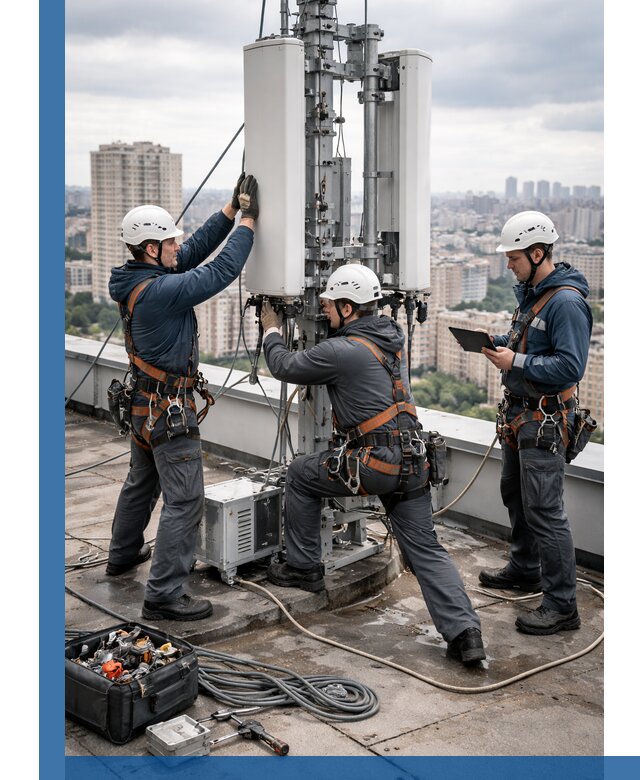 Монтаж антенн связи на крыше в Шадринске с вводом в эксплуатацию