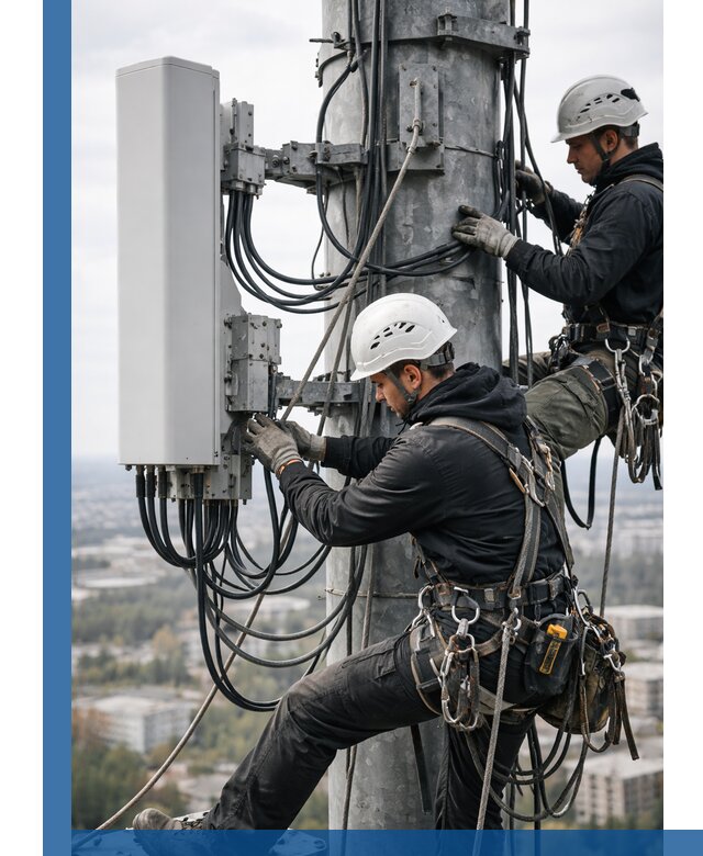 Монтаж оборудования связи на мачте в Шадринске с пусконаладкой