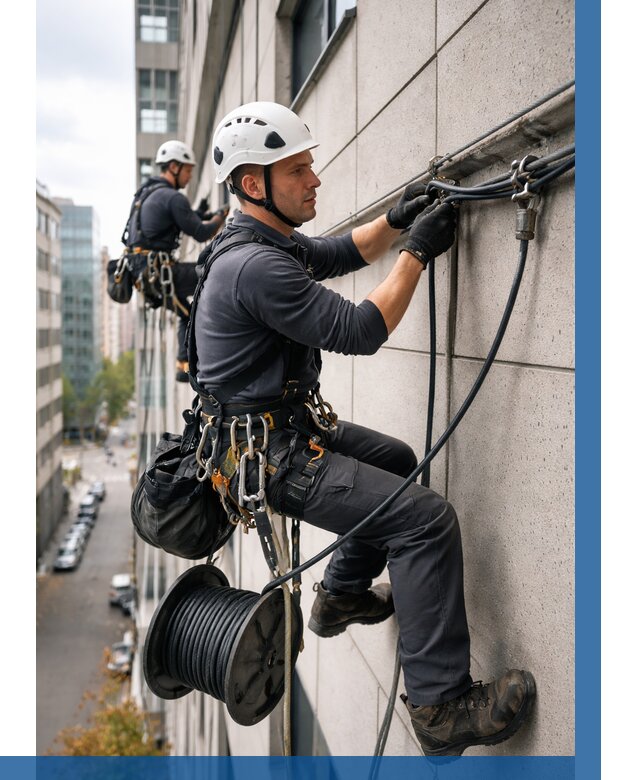 Прокладка кабеля по фасаду в Шадринске от 362 р. | ВЫСОТНИК-Шдр