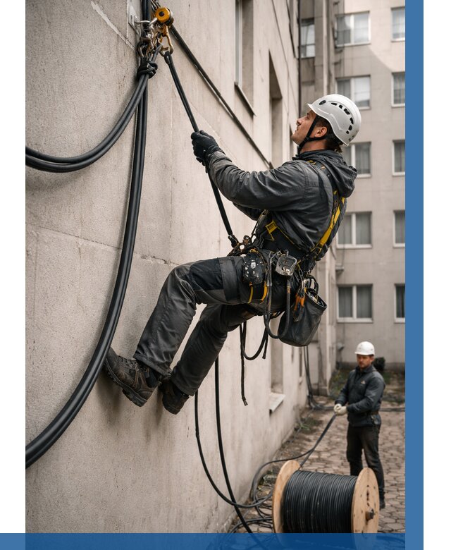 Протяжка кабеля питания на высоте в Шадринске от 465 р. | ВЫСОТНИК-Шдр