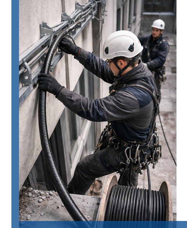 Протяжка кабеля питания на высоте в Шадринске с гарантией безопасности и качества