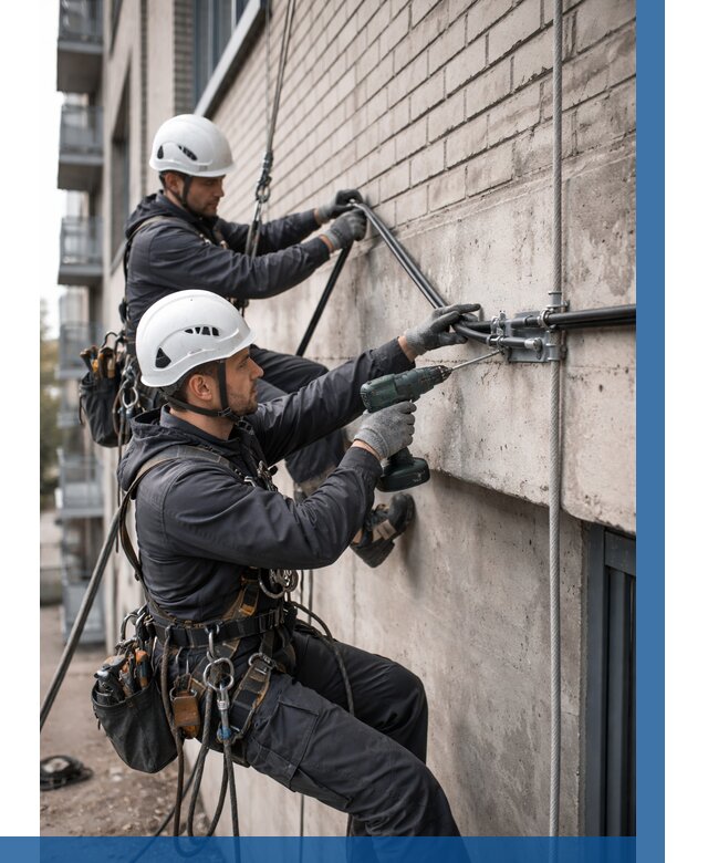 Крепление кабеля на фасаде в Шадринске от 362 р. | ВЫСОТНИК-Шдр