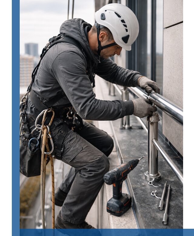 Монтаж ограждений на высоте в Шадринске для зданий и конструкций