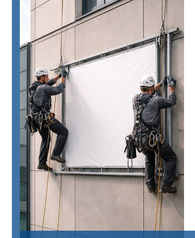 Монтаж наружной рекламной вывески в Шадринске под ключ