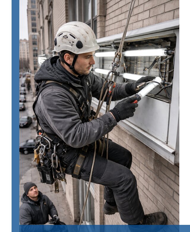 Профессиональная замена ламп в наружной вывеске в Шадринске