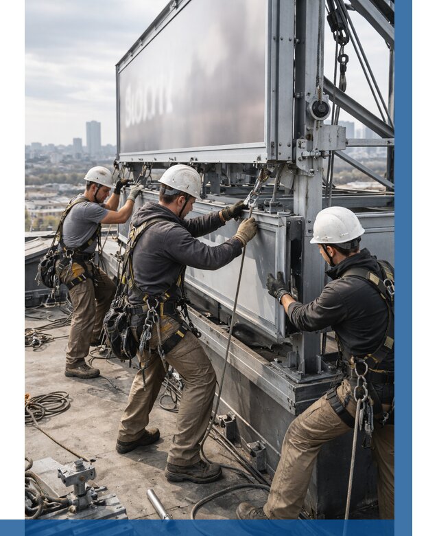 Монтаж крышной рекламной конструкции в Шадринске от 62046 р.|ВЫСОТНИК-Шдр