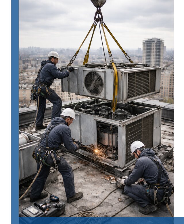 Демонтаж крышной установки в Шадринске любой сложности