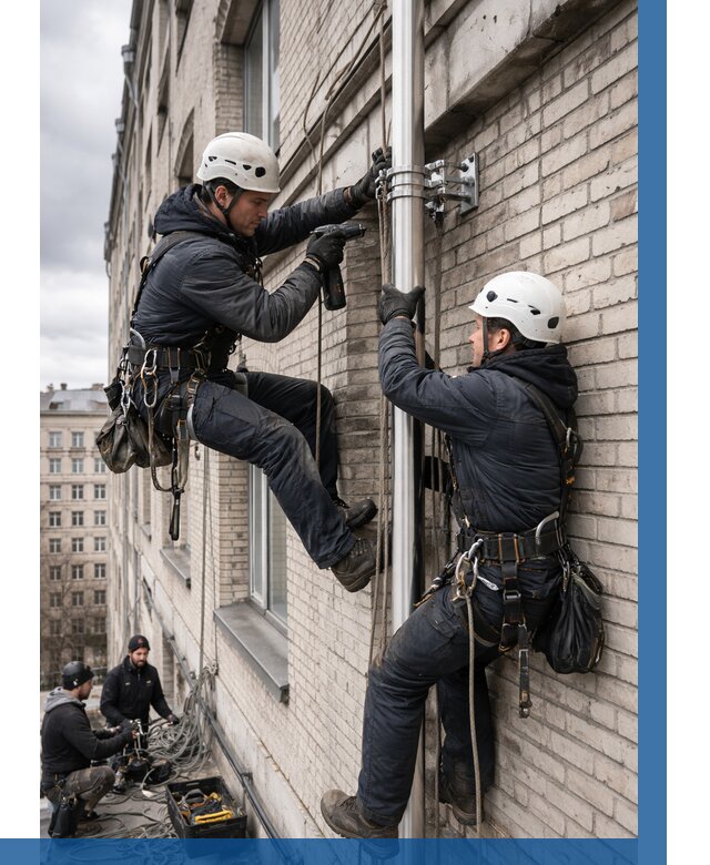 Монтаж флагштока на здании в Шадринске от 6722 р. | ВЫСОТНИК-Шдр